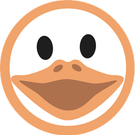 Illustrierter Gans Kopf als Ikon von Gansling Malstudio Markt Schwaben grinsend im orangenen Kreis