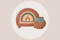 Stilisierte Vase als Symbol für das Keramikbrennen