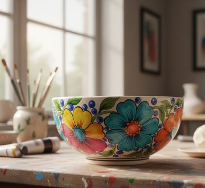 Bemalte Schale mit Blumenmotiv