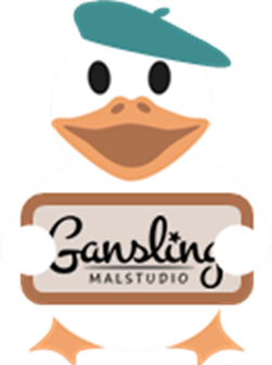 Stilisierte Gans mit Gansling Malstudio Logo