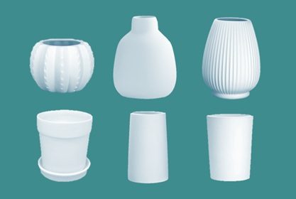 Aus unserem Sortiment Keramik Rohlinge Vasen und Blumentöpfe zum Bemalen